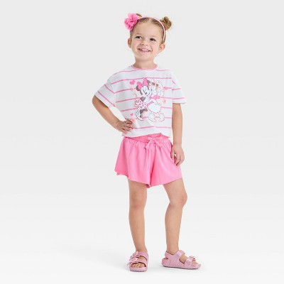 Toddler Girls' 2pc Disney Minnie Mouse & Daisy Athletic Top & Shorts Set - Pink 3T | Target