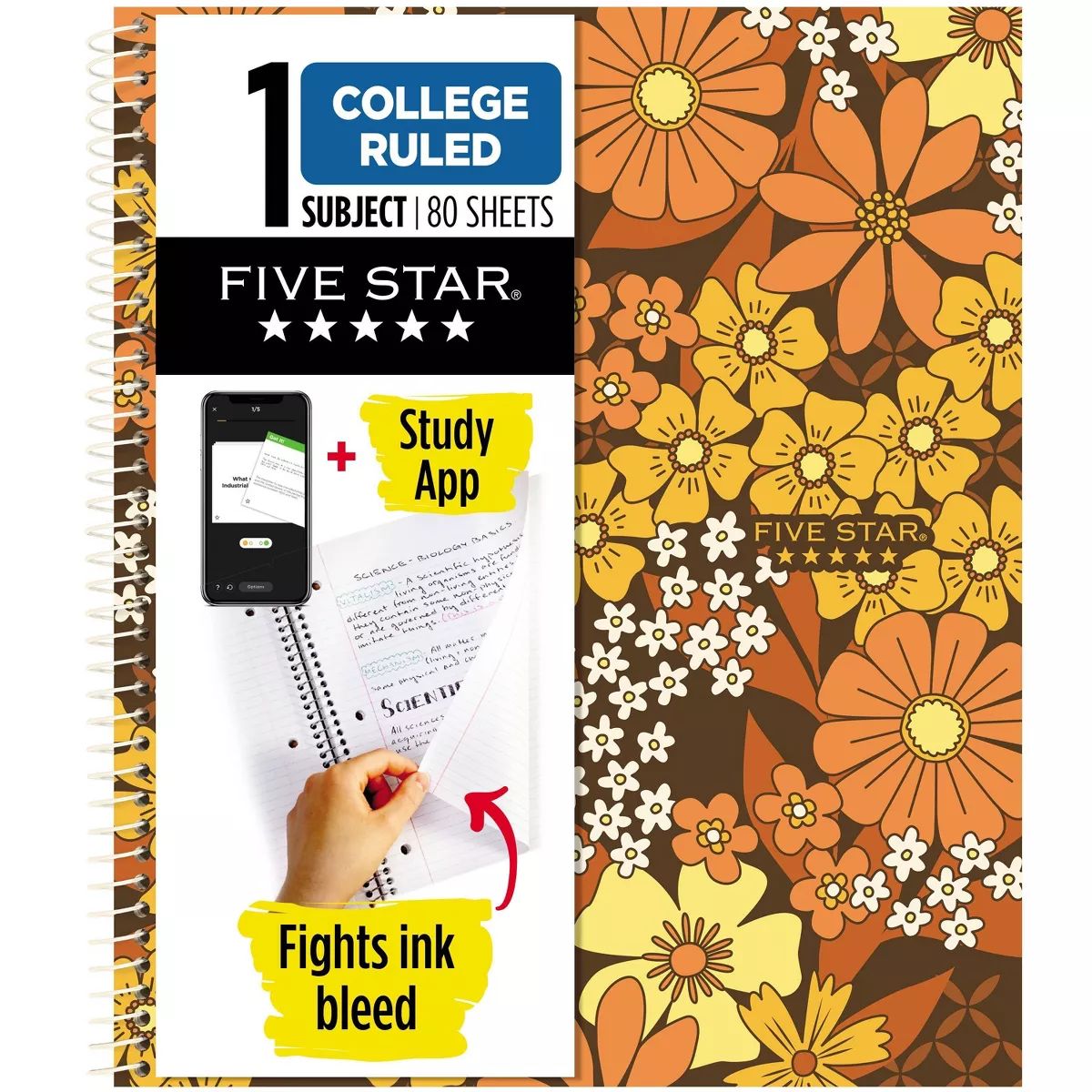 Five Star 80ct College Ruled Notebook Retro Florals | Target