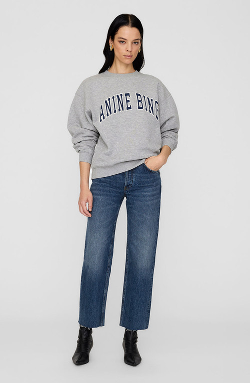 ANINE BING Spencer Crewneck Pullover Sweatshirt in Medium Heather Grey at Nordstrom | Nordstrom