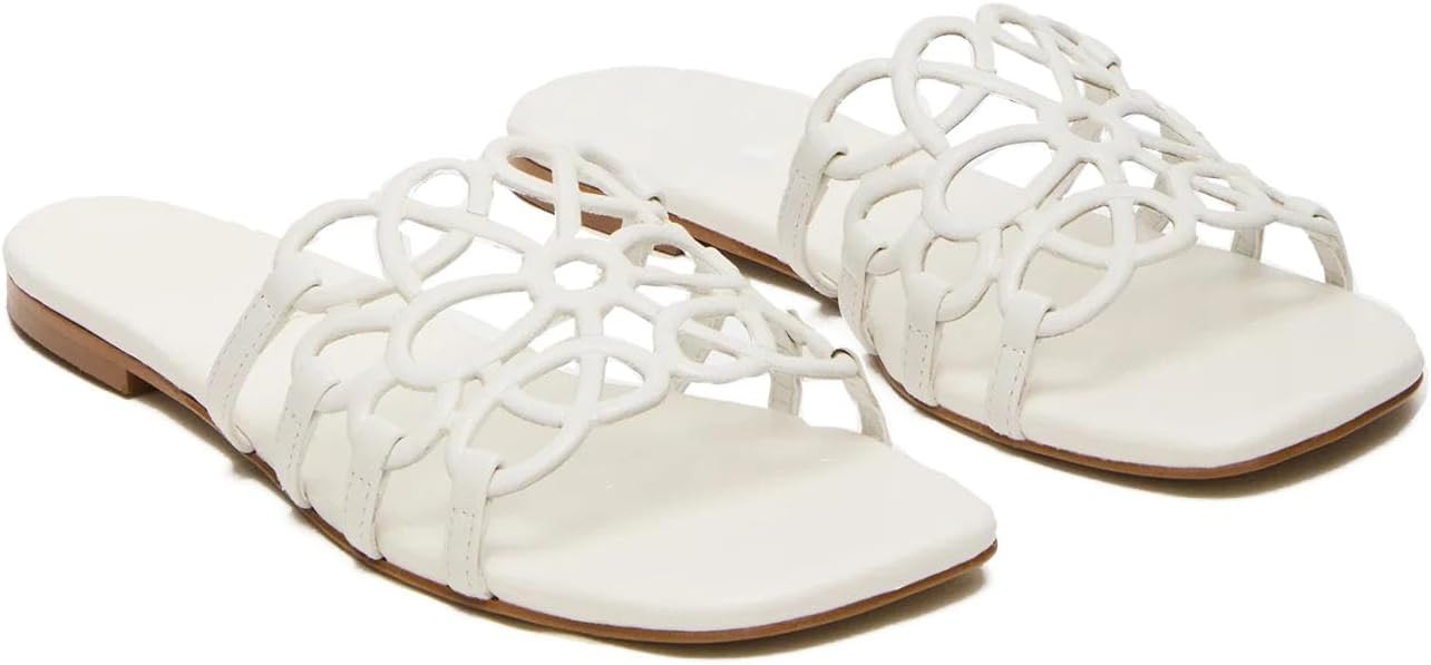 Women's Flat Sandals Square Open Toe Slip on Slides Shoes Comfortable Casual Summer Dressy Beach ... | Amazon (US)