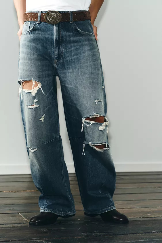 TRF MID-RISE BAGGY BALLOON JEANS | Zara US