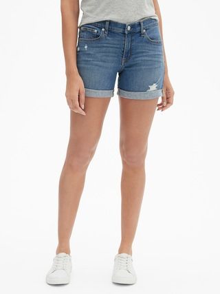 Mid Rise 5" Distressed Denim Shorts | Gap Factory