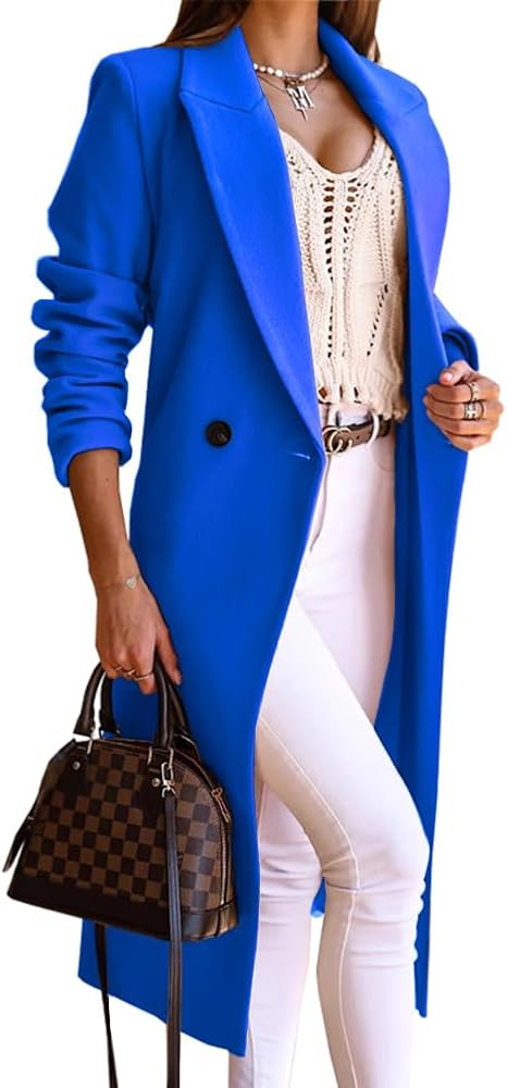 IDEALSANXUN Long Wool Coats for Women Winter Fall Peacoat Trench Coat Double Breasted Blazer Jack... | Amazon (US)