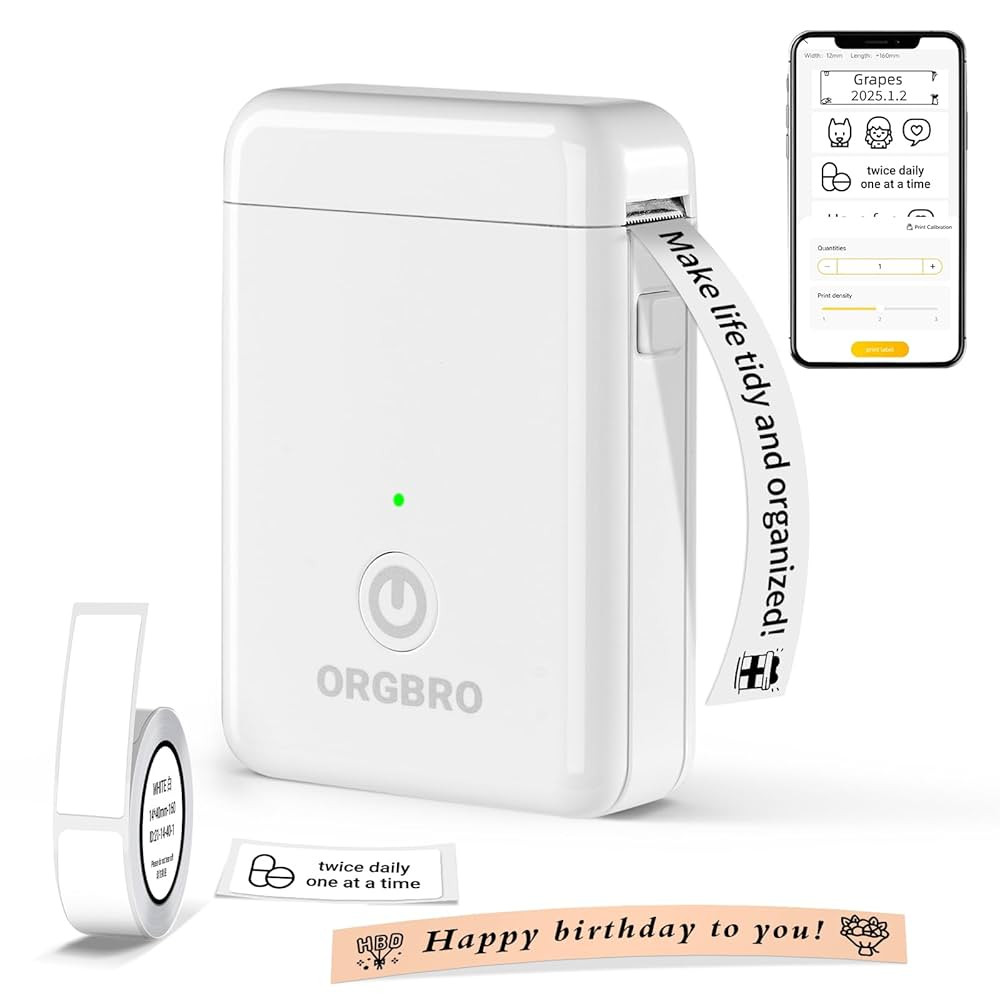 ORGBRO Label Maker, X1 Thermal Portable Bluetooth Sticker Printer for Phone with iOS/Android, Wir... | Amazon (UK)