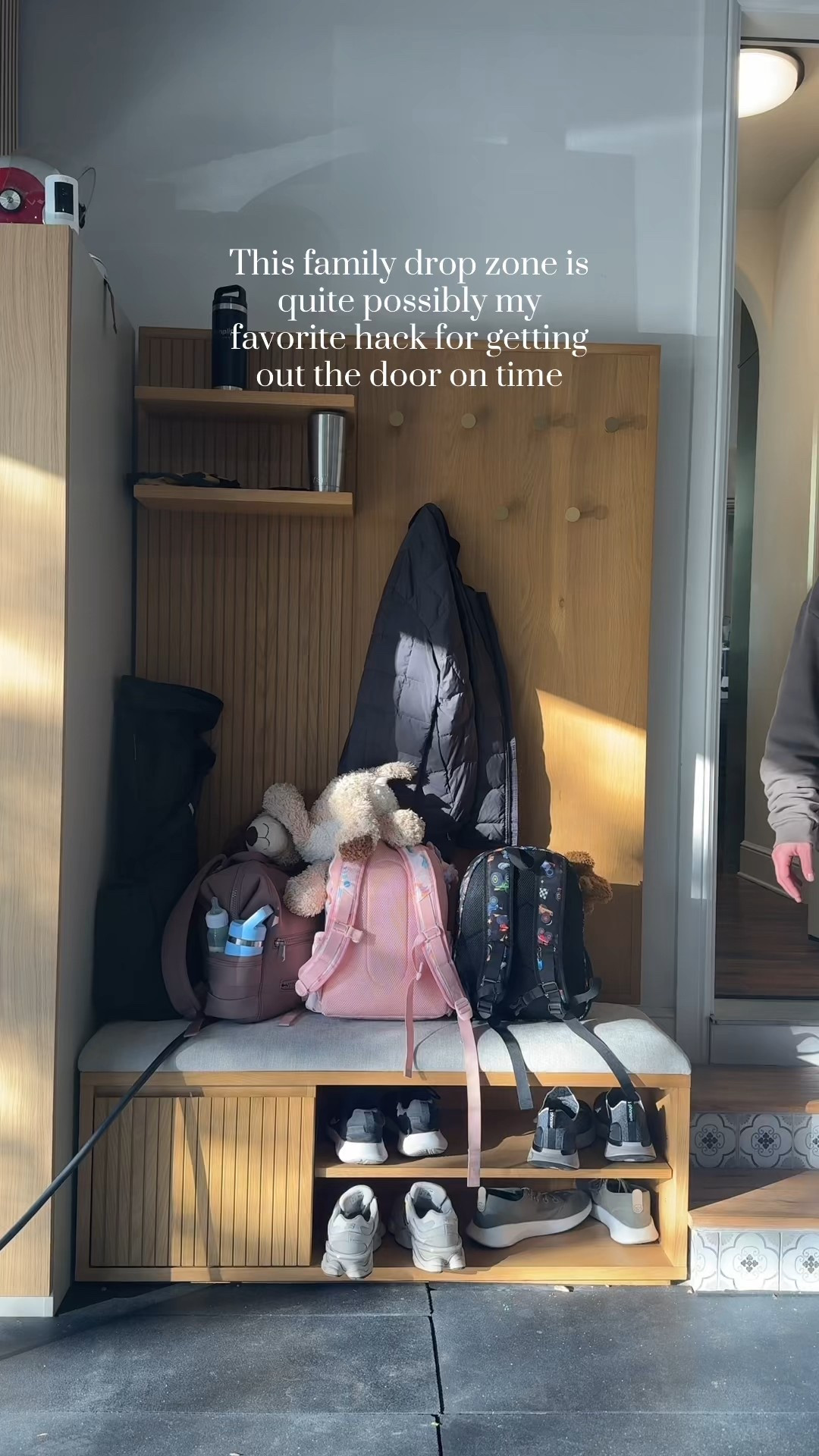 Everything we need to get out the door for school drop offs lives here- the shoes we’re currently toy wearing, jackets, backpacks. It’s been an amazing addition to our garage remodel. #garageideas #momlife #homeorganization

#LTKHome #LTKmorningroutine #LTKKids