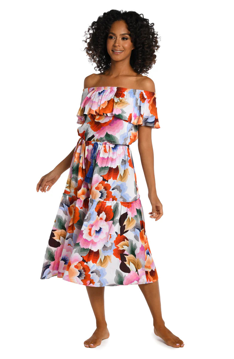 Floral Rhythm Off-The-Shoulder Cover Up Dress - FINAL SALE | La Blanca Swim