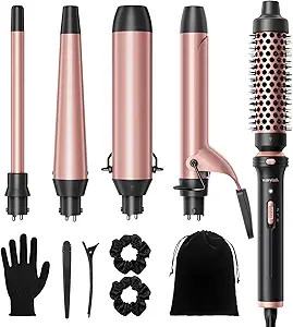 Wavytalk 5 in 1 Curling Iron,Curling Wand Set with Thermal Brush and 4 Interchangeable Ceramic Cu... | Amazon (US)