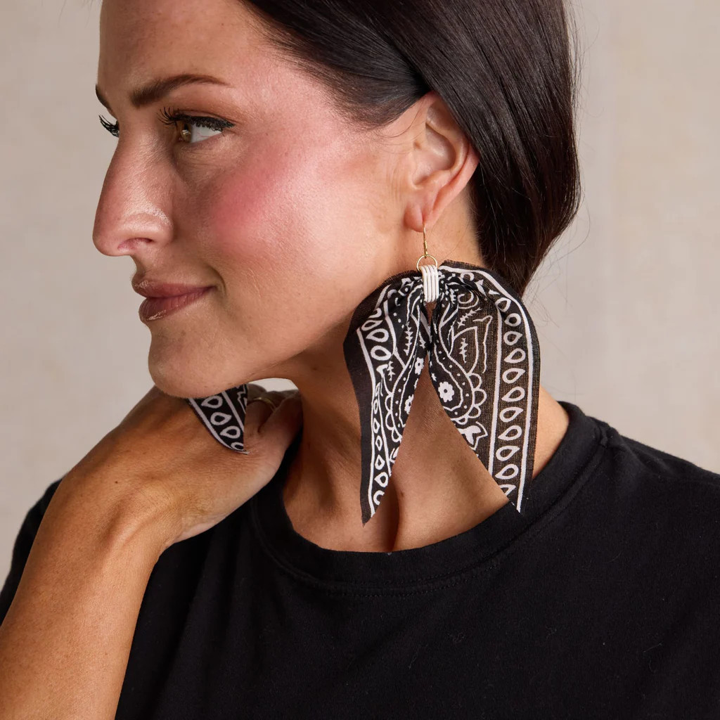 Black Bandana Earrings | Nickel and Suede