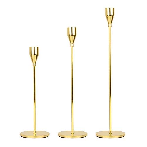 Lobolighting Candlestick Holders Set of 3 Gold Taper Candle Holder Stands for for Wedding Dinning... | Walmart (US)