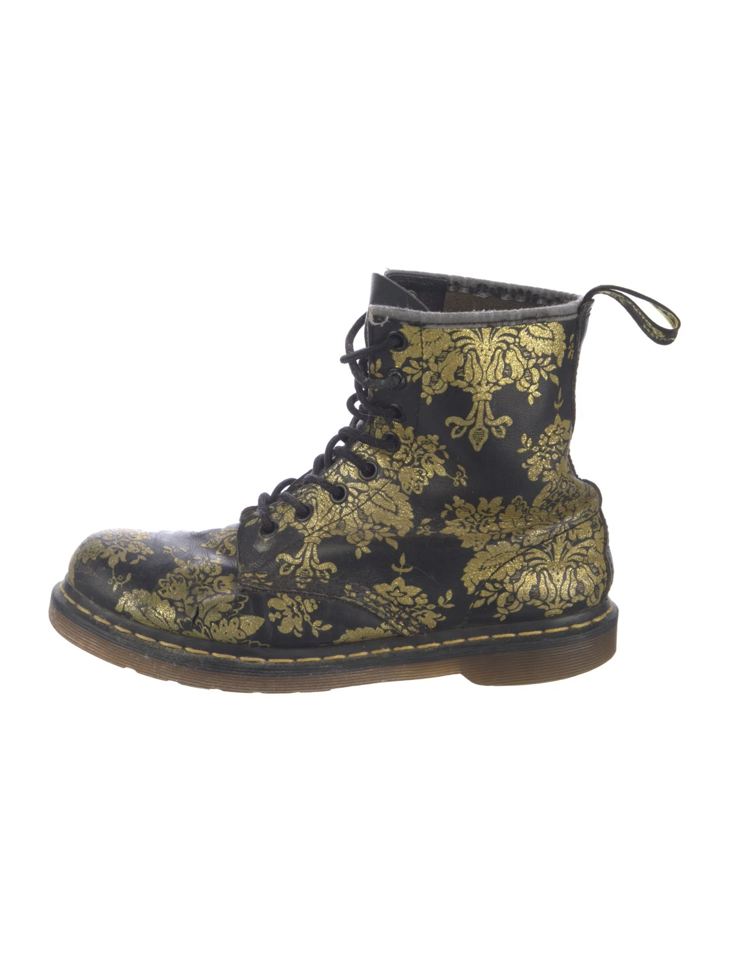 Dr. Martens Leather Floral Print Combat Boots | The RealReal