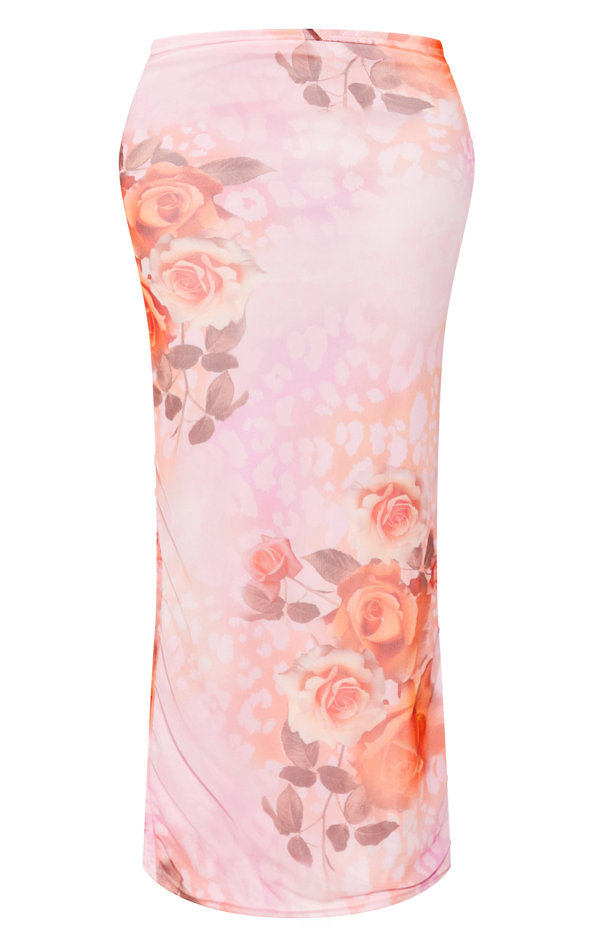 Petite Pink Printed Mesh Low Waist Maxi Skirt | PrettyLittleThing US