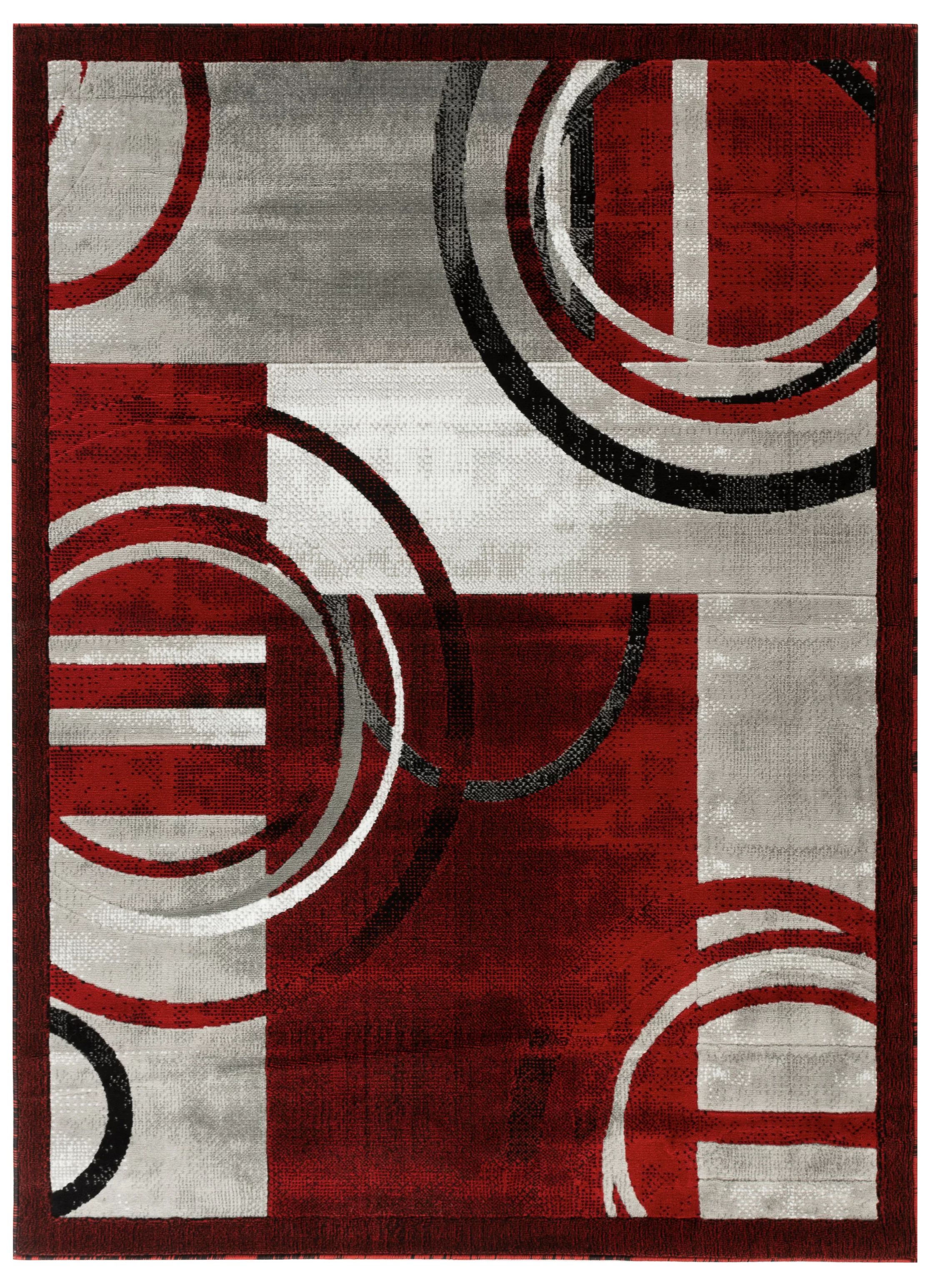 Newport Collection - Red, Gray Abstract Modern Area Rug | Walmart (US)