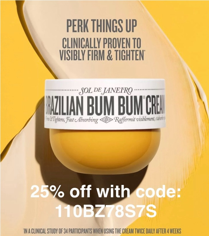 25% off all Sol de Janeiro at Ulta until midnight 11/22! 
Coupon code: 110BZ78JS7S

#LTKSaleAlert #LTKCyberWeek #LTKGiftGuide