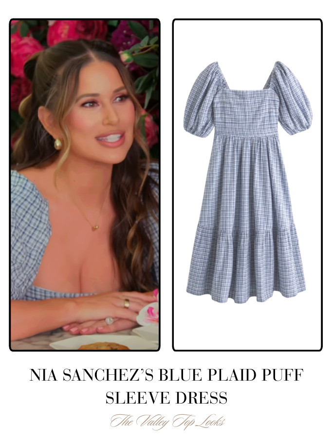 Nia Sanchez's Blue Plaid Puff Sleeve Dress 

 