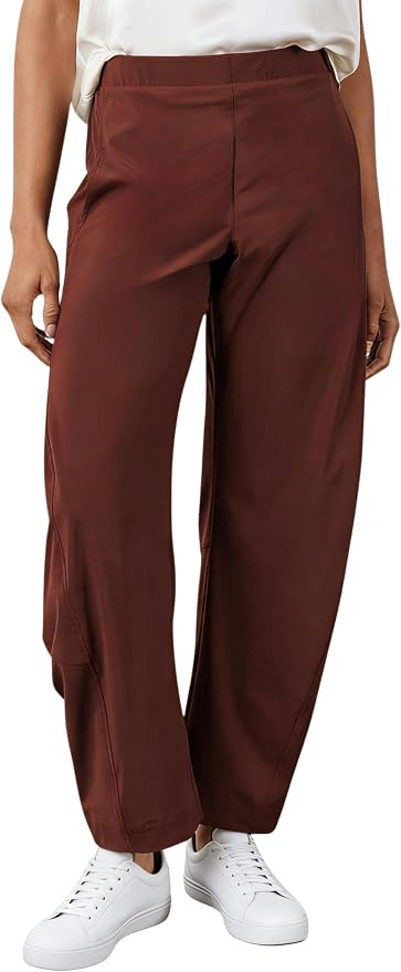 SeekMe Women's Cotton Linen Pants Barrel Leg Palazzo Elastic Waist Casual Capri for Beach Vacatio... | Amazon (US)