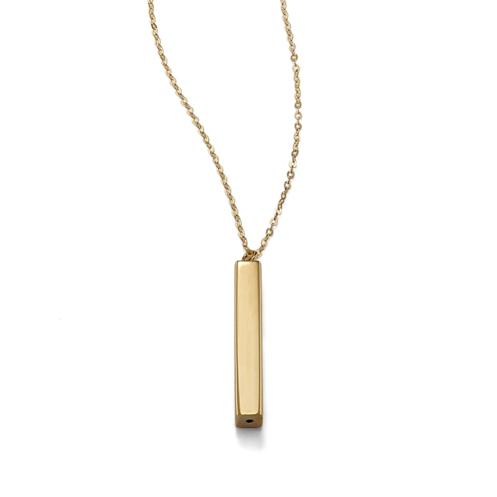 3D 14K Yellow Gold Vertical Bar Pendant | Shane Co