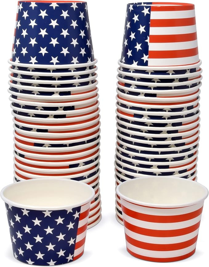 Gift Boutique Patriotic Snack Cups 48 Count 10 oz American Flag Paper Dessert Bowls, 4th of July ... | Amazon (US)