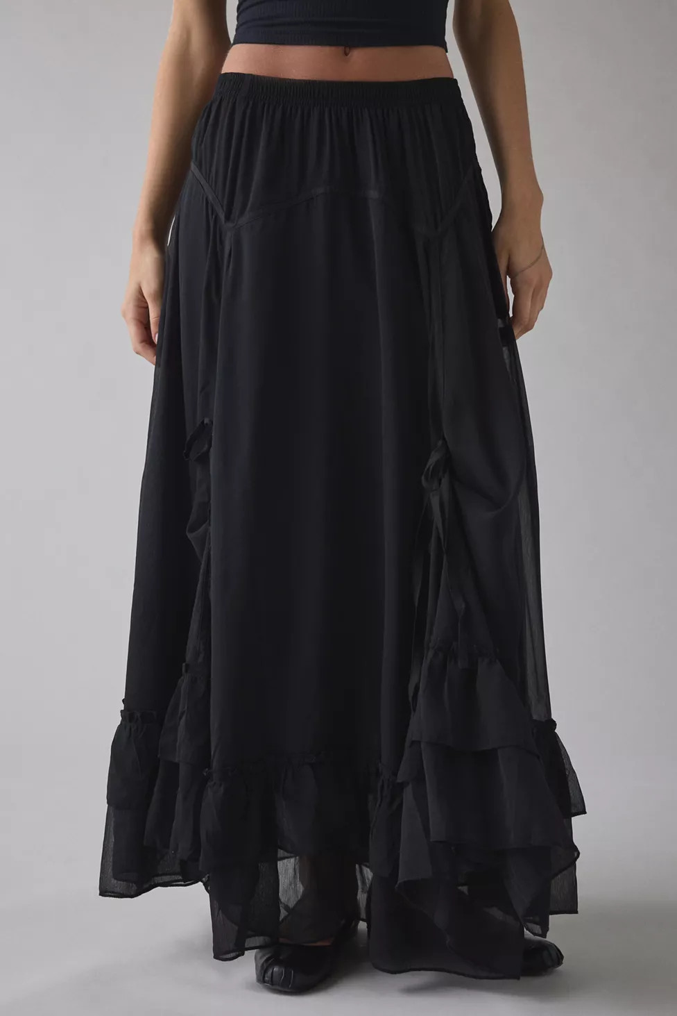 Kimchi Blue My Sweet Asymmetrical Ruffle Low-Rise Maxi Skirt | Urban Outfitters (US and RoW)