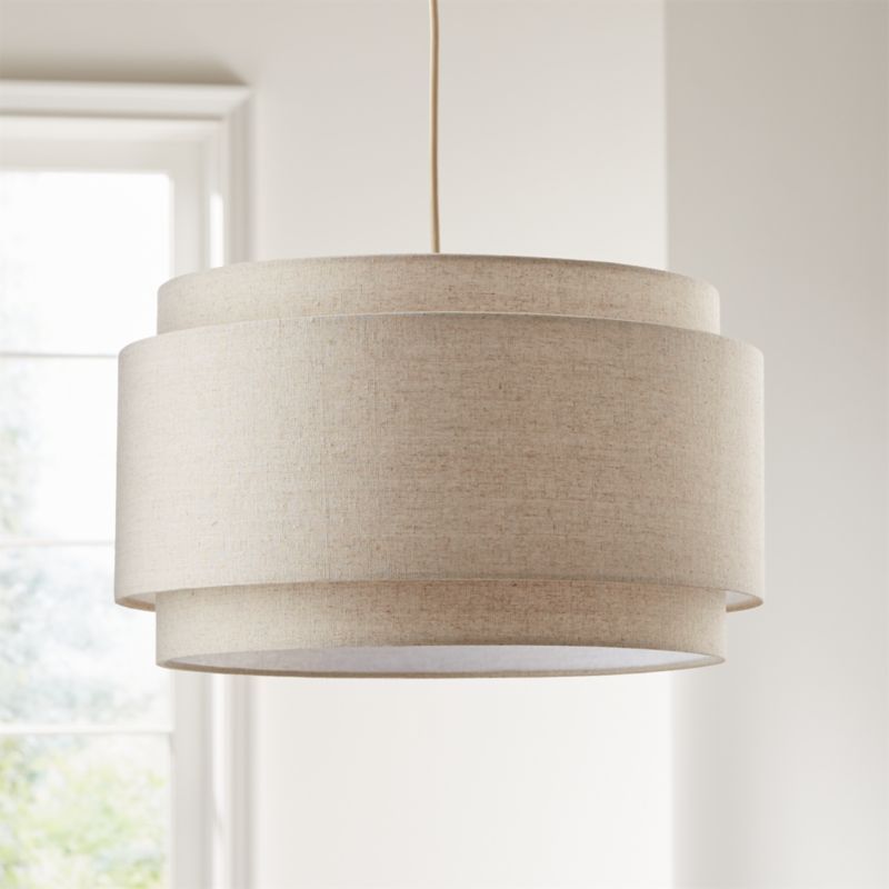 Avery Linen Double Drum Pendant Light + Reviews | Crate and Barrel | Crate & Barrel