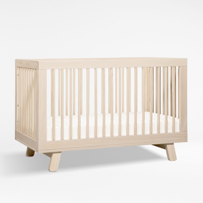 Babyletto Hudson Washed Natural Wood 3-in-1 Convertible Baby Crib with Toddler Bed Conversion Kit... | Crate & Barrel