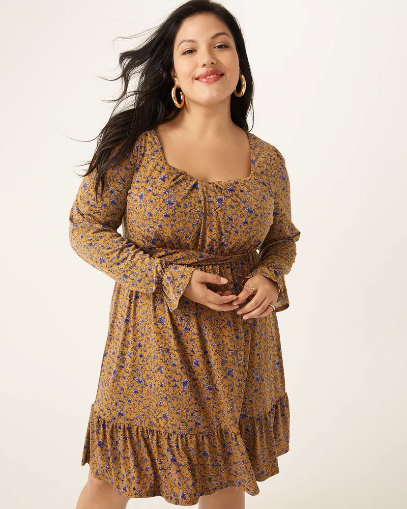 Vianne Plus Size Floral-Print Ruffled-Hem Dress | Dia&Co | Dia&Co