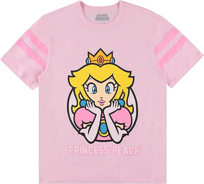 Nintendo Ladies Princess Peach Shirt - Mario, Zelda, Kirby, Princess Peach and Donkey Kong Varsit... | Amazon (US)