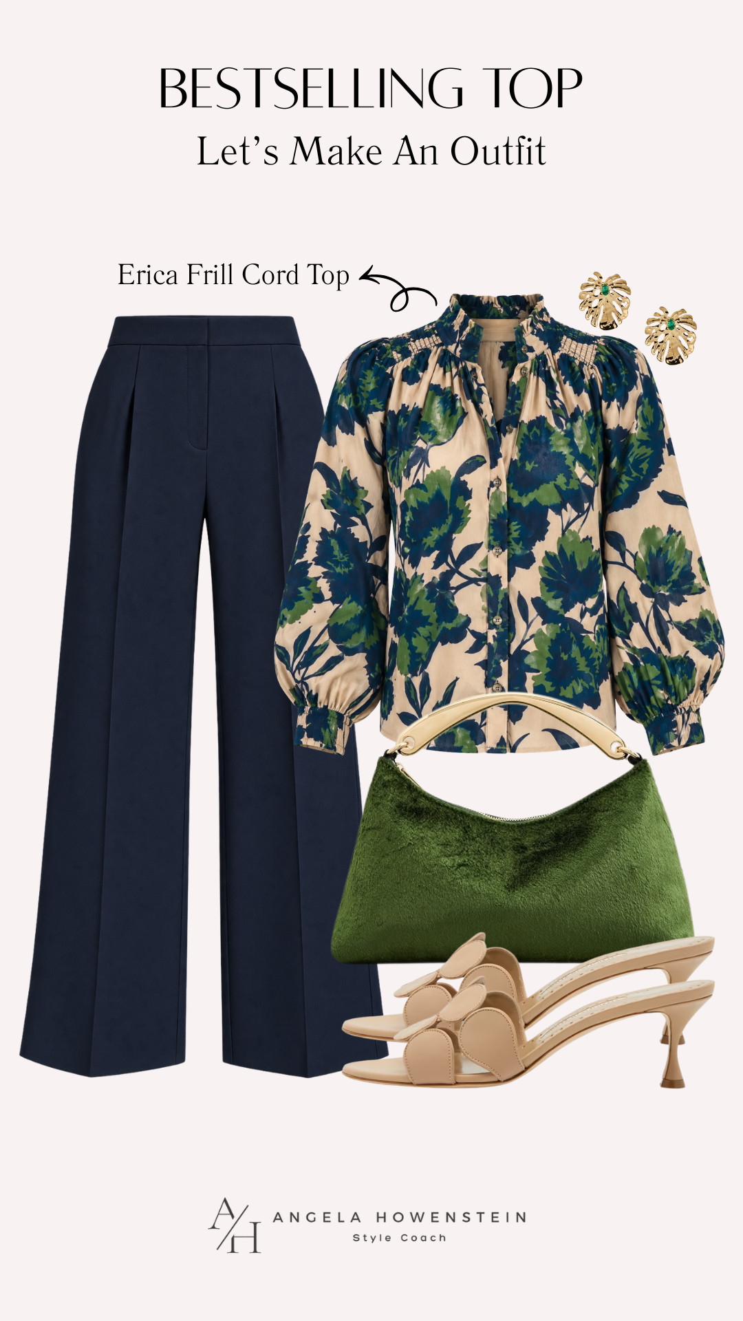 This bestselling Erica Frill Cord Top is such a beautiful statement piece! I love the blue-and-green floral print with polished navy wide-leg pants, a pop of green, and neutral heels. It’s an easy outfit that feels feminine and pulled together.

👩‍💻 LTK PRO TIPS
❤️ Heart = Support my posts ;-)
🔖 Save = Get sale & restock alerts for the things you love!
📋 Lists = Keep favorites organized (List ideas: Christmas, Birthdays, and Vacations!)
📲 Share = Send lists and products to a friend (or your daughters like me).
💬 Comment = Ask me anything, and I’ll answer. ;-) 

 #LTKootd #LTKSeasonal #LTKOver40