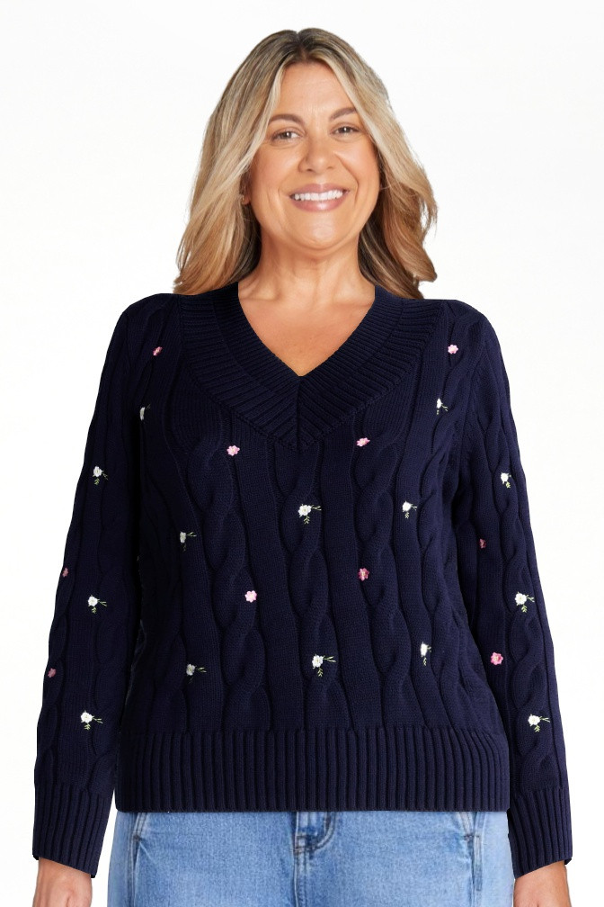 Free Assembly Women's and Women's Plus Cotton Cable Knit Sweater, Midweight, Sizes XS-4X | Walmart (US)