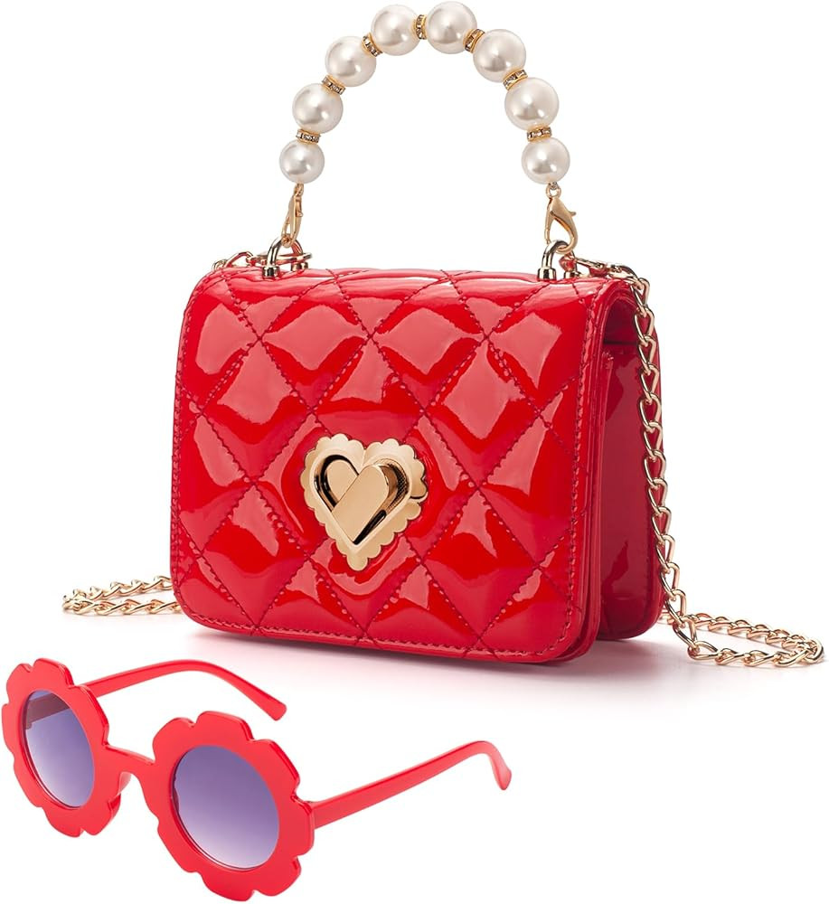 Baby Purse for Toddlers, Kids Heart Lock Purses with Glasses, Girls Purses for Kids 1-10, Toddler... | Amazon (US)