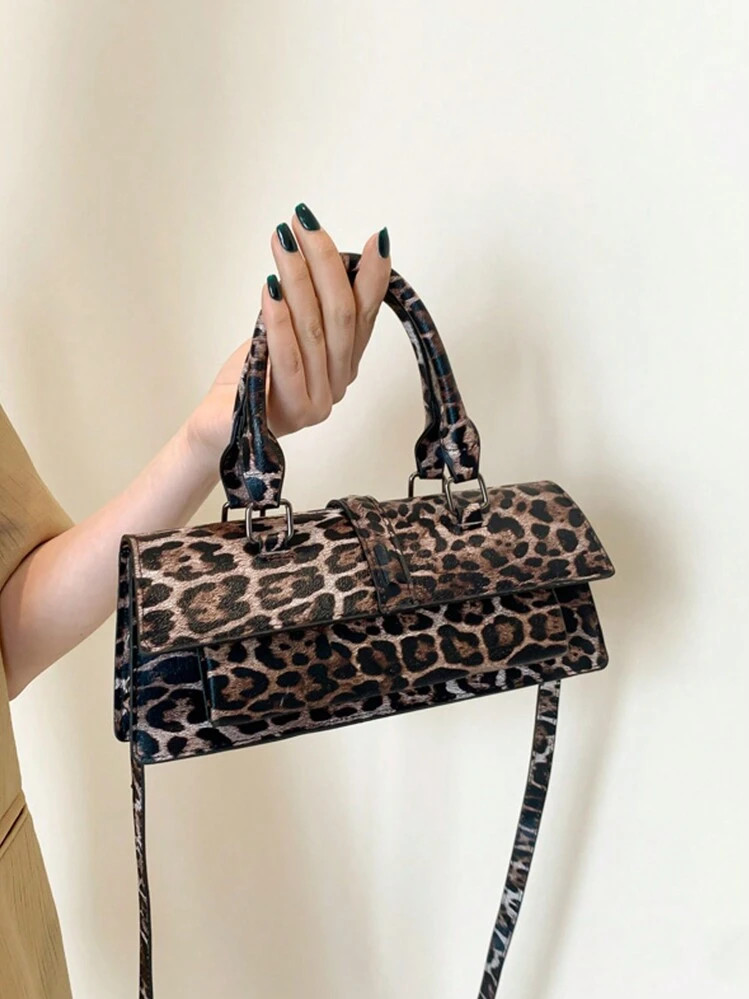 2024 New Arrival Leopard Print Faux Leather Fashionable Retro Women's Handbag, Versatile Casual S... | SHEIN