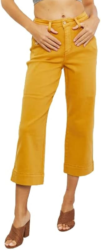 Judy Blue Straight Mustard Leg Cropped Jeans | Amazon (US)