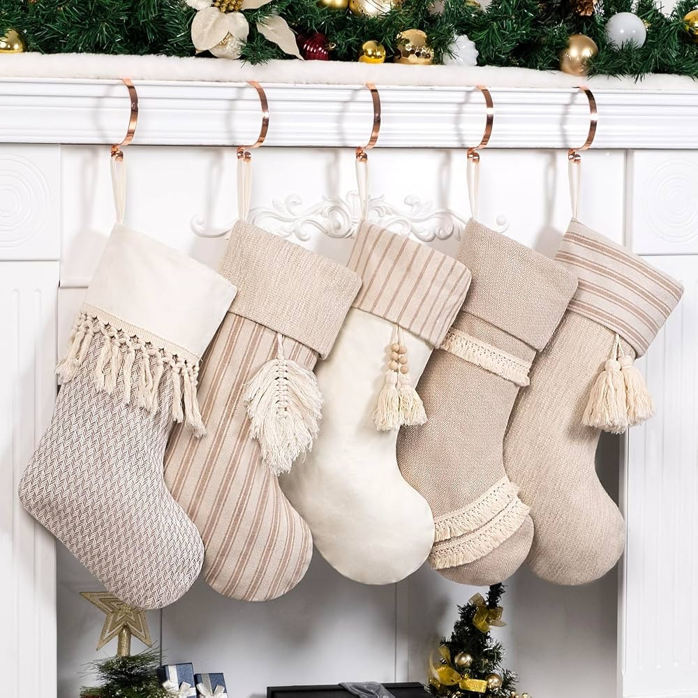 GEX 2024 Christmas Stockings 5 Pack for Family 20" Large Rustic Farmhouse Country Xmas Stockings ... | Amazon (US)