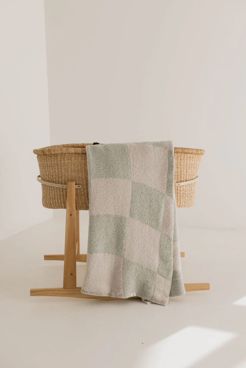 Plush Blanket | Sage Wavy Checkerboard | Forever French