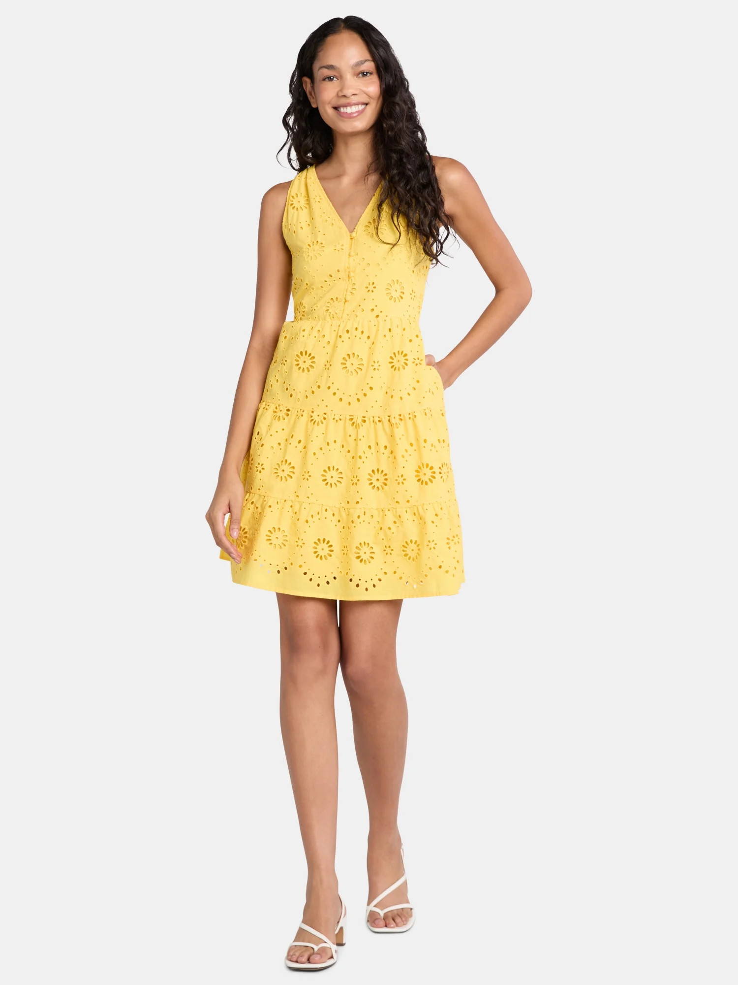 Time and Tru Women's Sleeveless Eyelet Dress, Sizes XS-XXXL | Walmart (US)