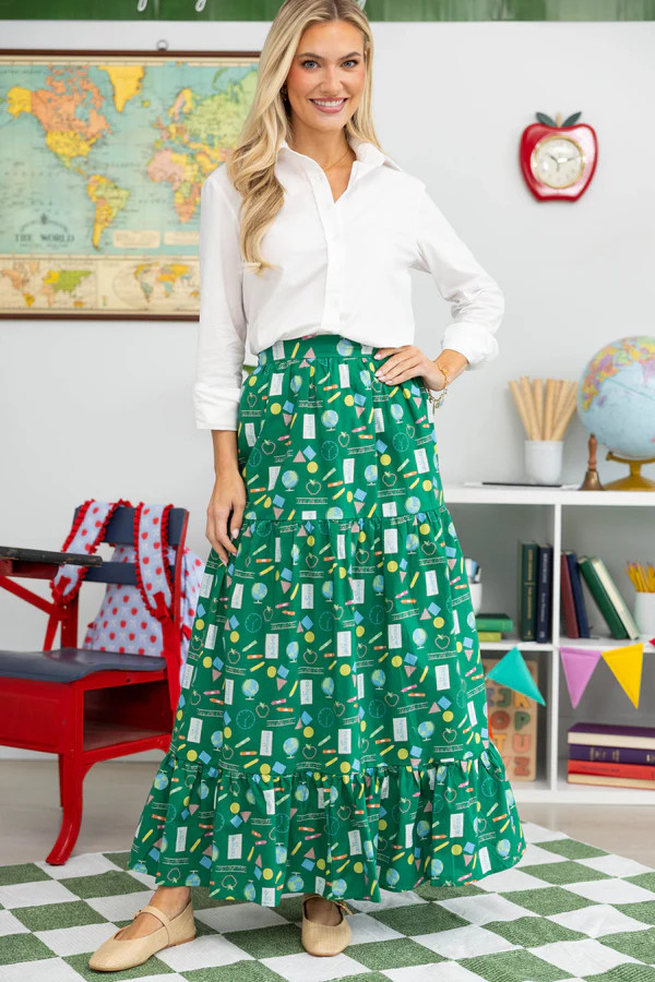 Getting Close Green Toile Midi Skirt | The Mint Julep Boutique