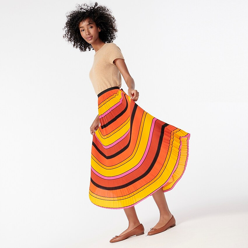 Straight-pleat skirt in multistripe | J. Crew US