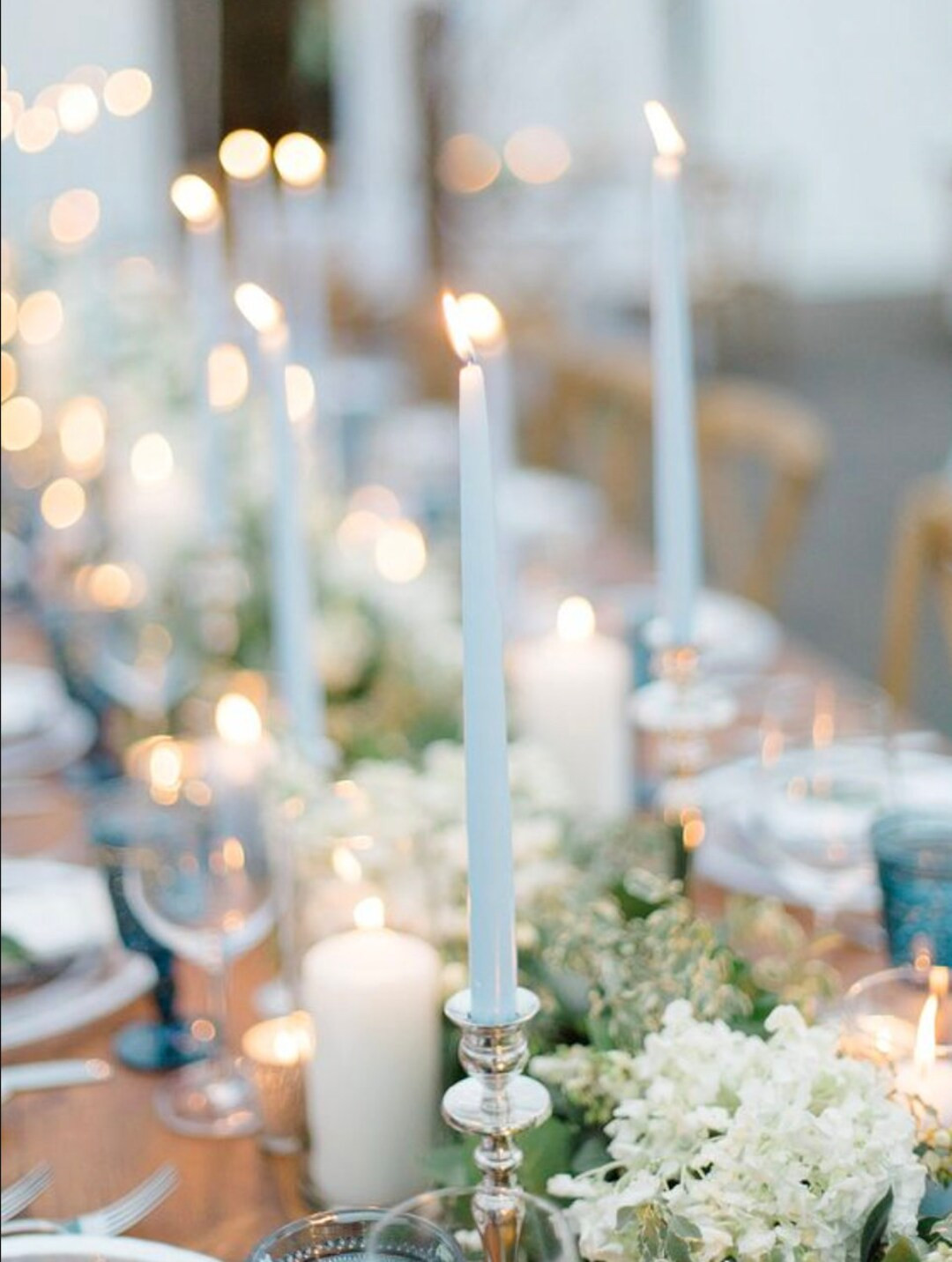 24 Dusty Blue Taper Candles Premium Long Wax Candles Unscented - Etsy | Etsy (US)