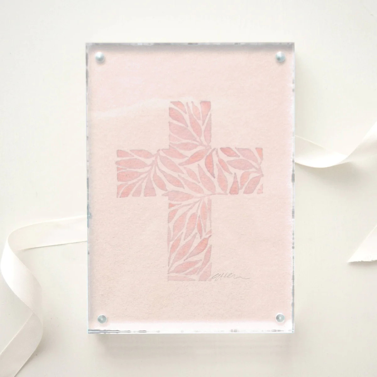 Pink Cross Framed Artwork | LIV & Company