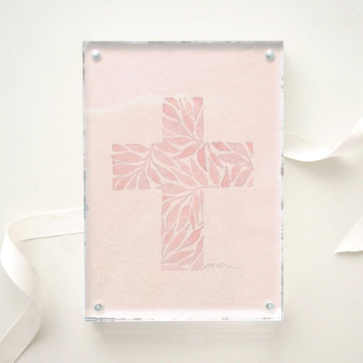 Pink Cross Framed Artwork | LIV & Company