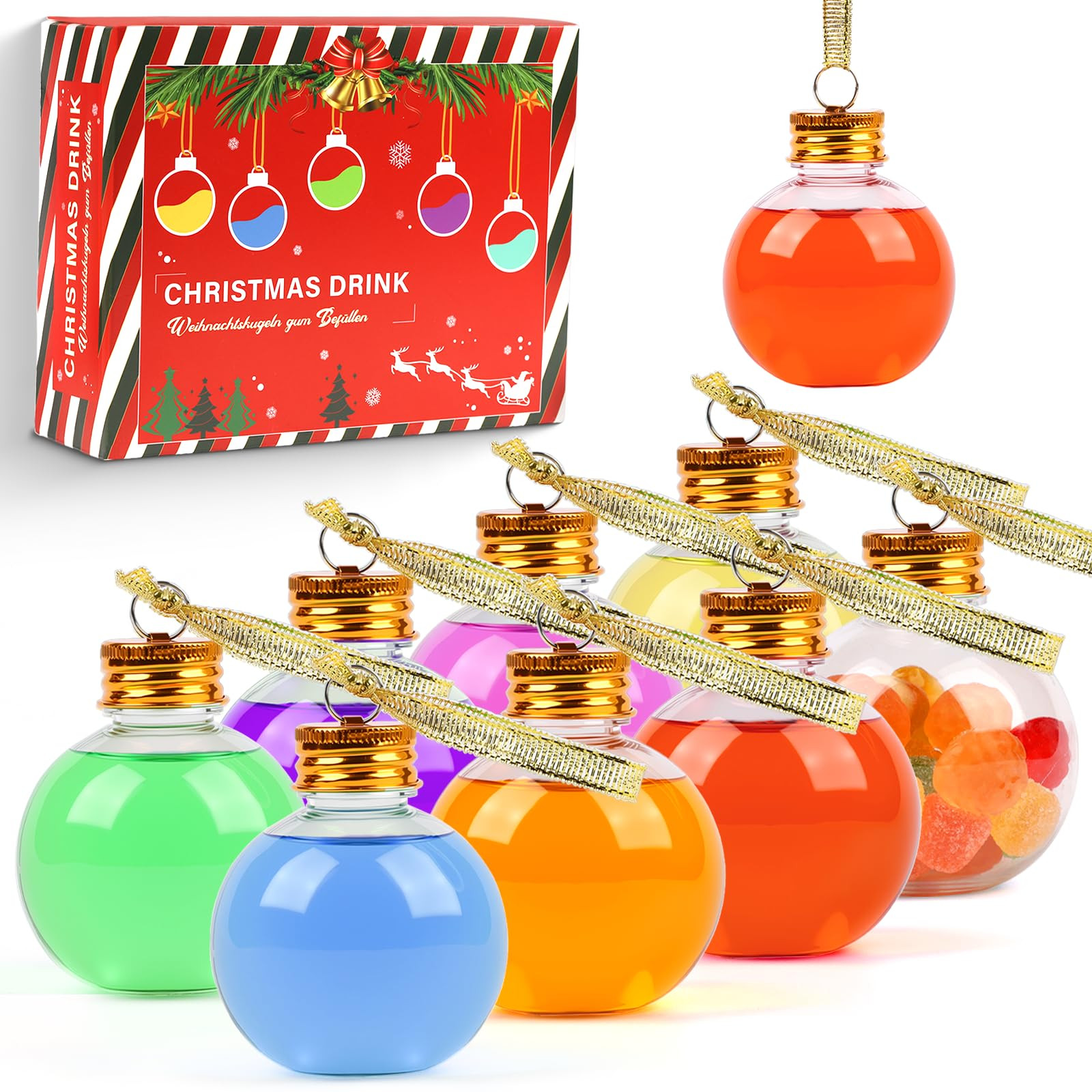 Ｗeihnachtskugeln zum Befüllen: 8 Stück 100ml Personalisierte Weihnachtskugeln Bruchsicher Pla... | Amazon (DE)