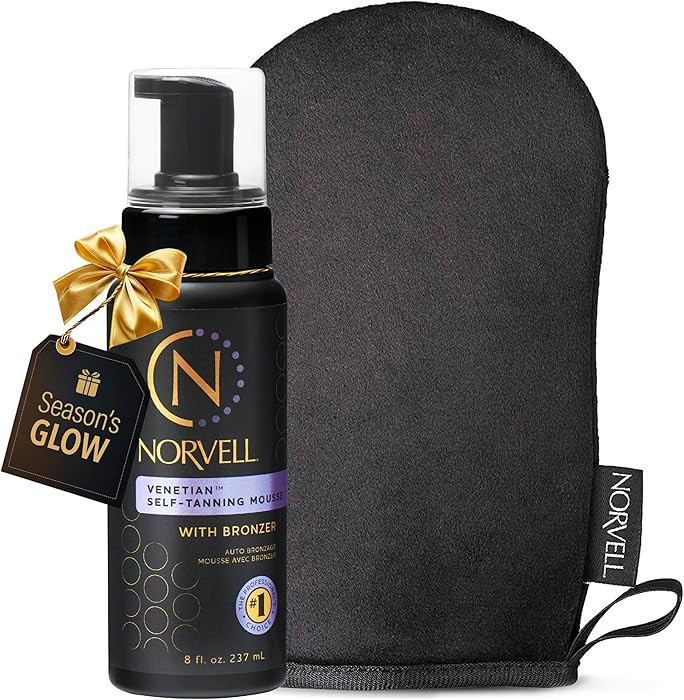 Norvell Venetian Self Tanning Set – 8 Fl Oz Mousse with Bronzer and Reusable Applicator Mitt fo... | Amazon (US)