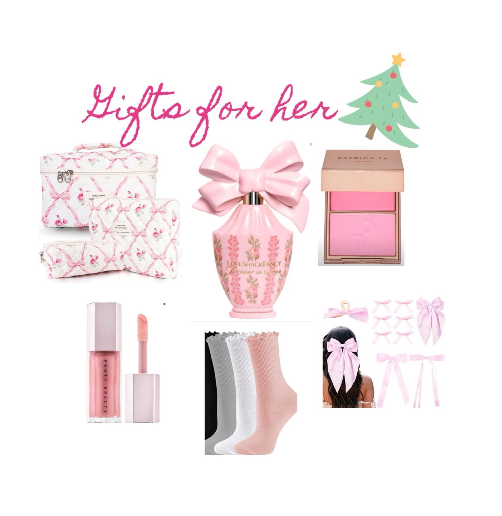 Gifts for her , loveshackfancy perfume, stocking stuffers, blush , makeup, makeup bag , bows , lipgloss, ruffle socks , hair bow 

#LTKBeauty #LTKGiftGuide