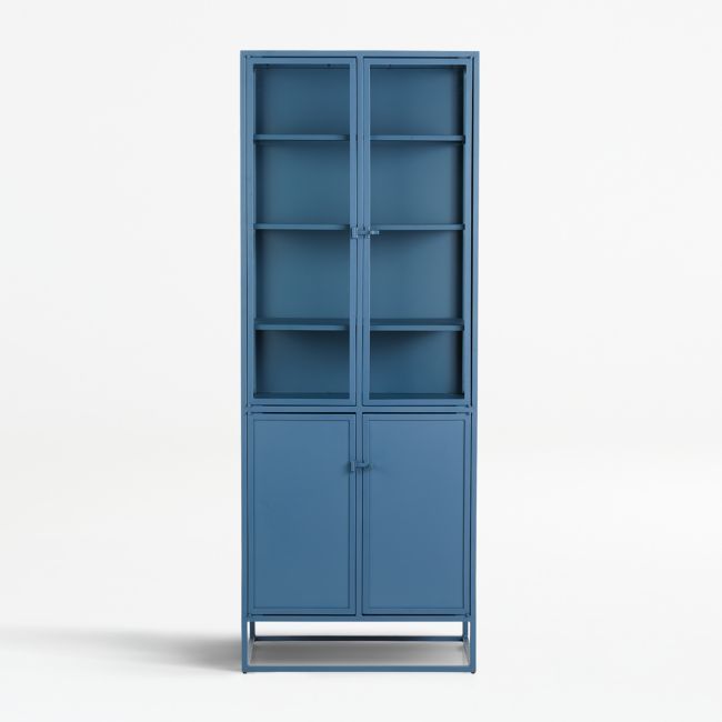 Casement Blue Tall Metal Cabinet | Crate & Barrel
