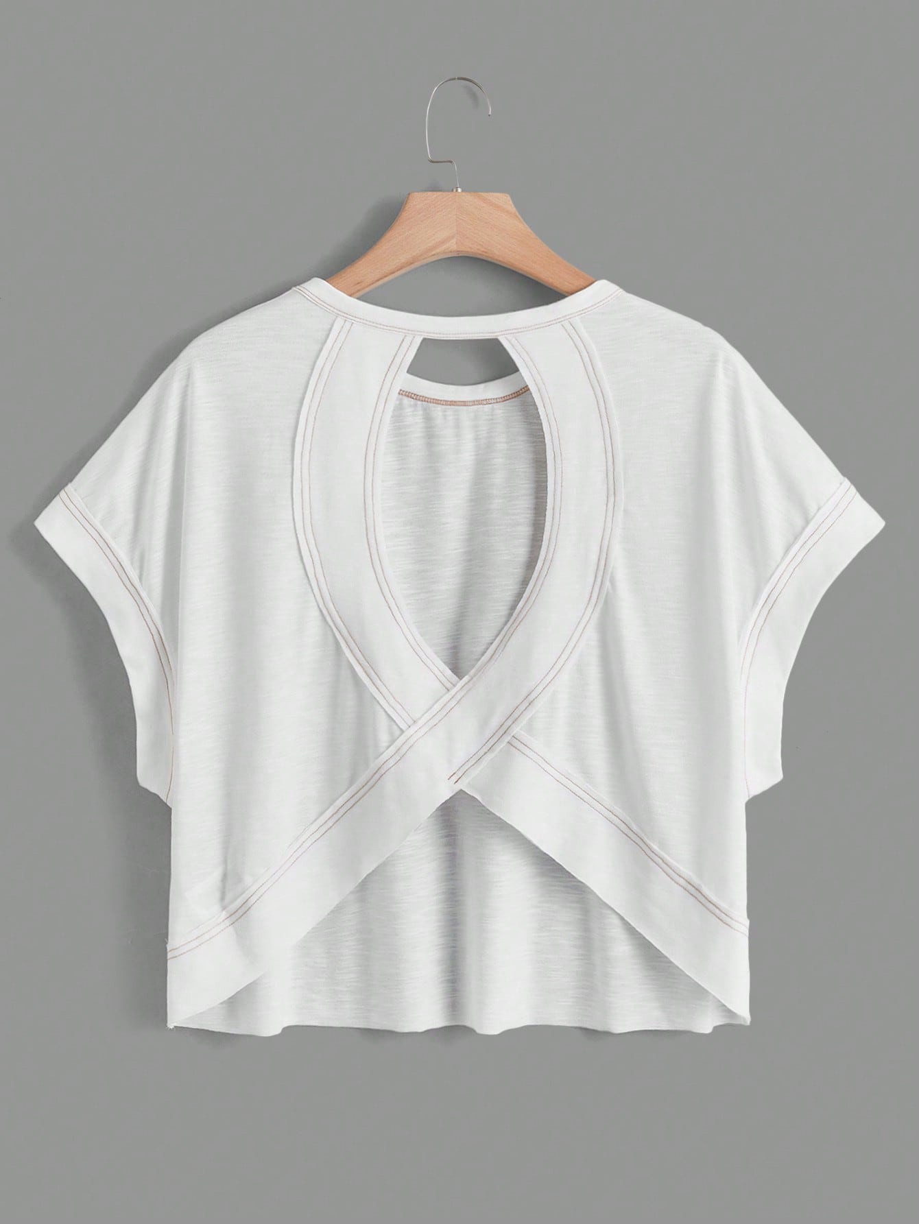 SHEIN Unity Cut Out Back Batwing Sleeve Tee | SHEIN