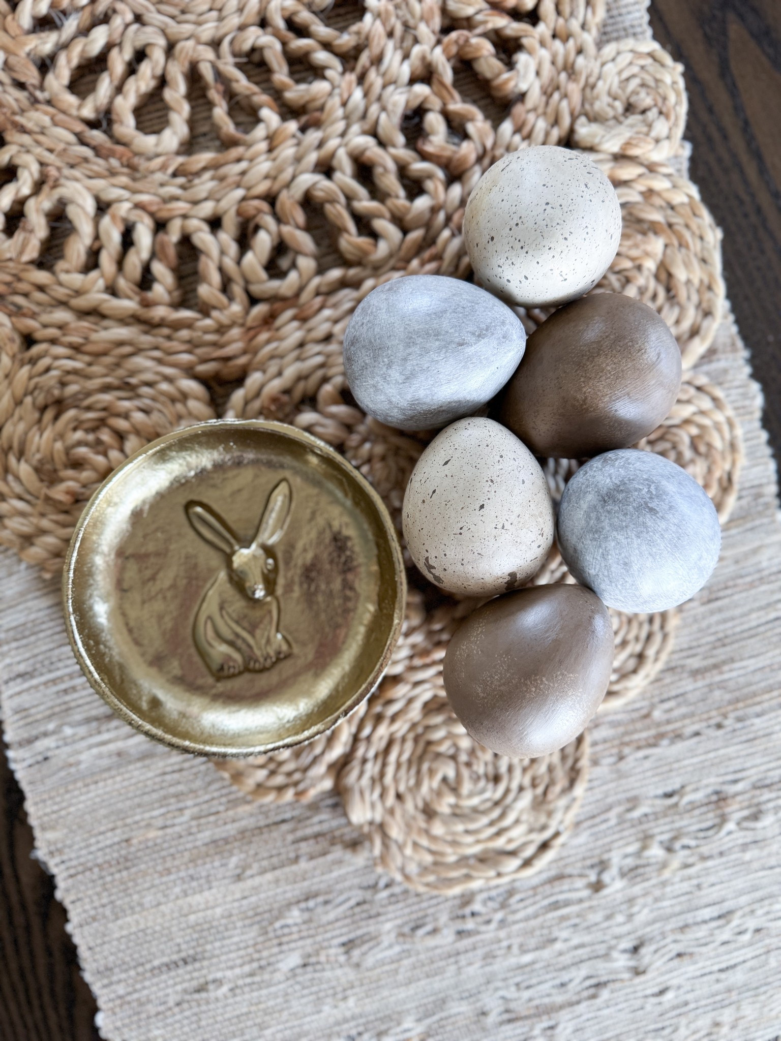 Pretty little spring + Easter details. These  ceramic eggs are absolutely gorgeous & they look so realistic—they also come in a stunning robin egg blue color way. I also loved the rabbit detail on this timeless brass catchall dish. 

Easter Eggs - McGee and Co - Neutral Easter - Timeless Easter - Spring Decor 

#LTKSeasonal #LTKStyleTip #LTKHome