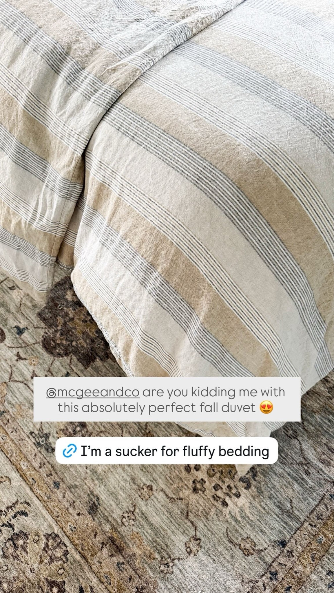 How perfect is this striped duvet for fall?! I’m such a sucker for stripes and the colors on this one are so good! Softest linen and super cozy for those cooler months ahead 🍂

Bedroom, bedroom inspo, bedroom decor, bedroom furniture, bedroom accessories, bedroom styling, upholstered bed, girlonthehudson, neutral home, modern coastal,cozy home, GIRLONTHEHUDSON, McGee & Co,  bedding, bedroom basics

#LTKHome #LTKSeasonal #LTKdayinmylife