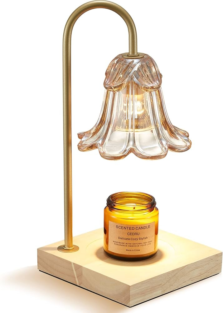 keymit Candle Warmer Lamp for Jar Candles, Gold Modern Electric Dimmable Wax Melter Lamps, Flower... | Amazon (US)