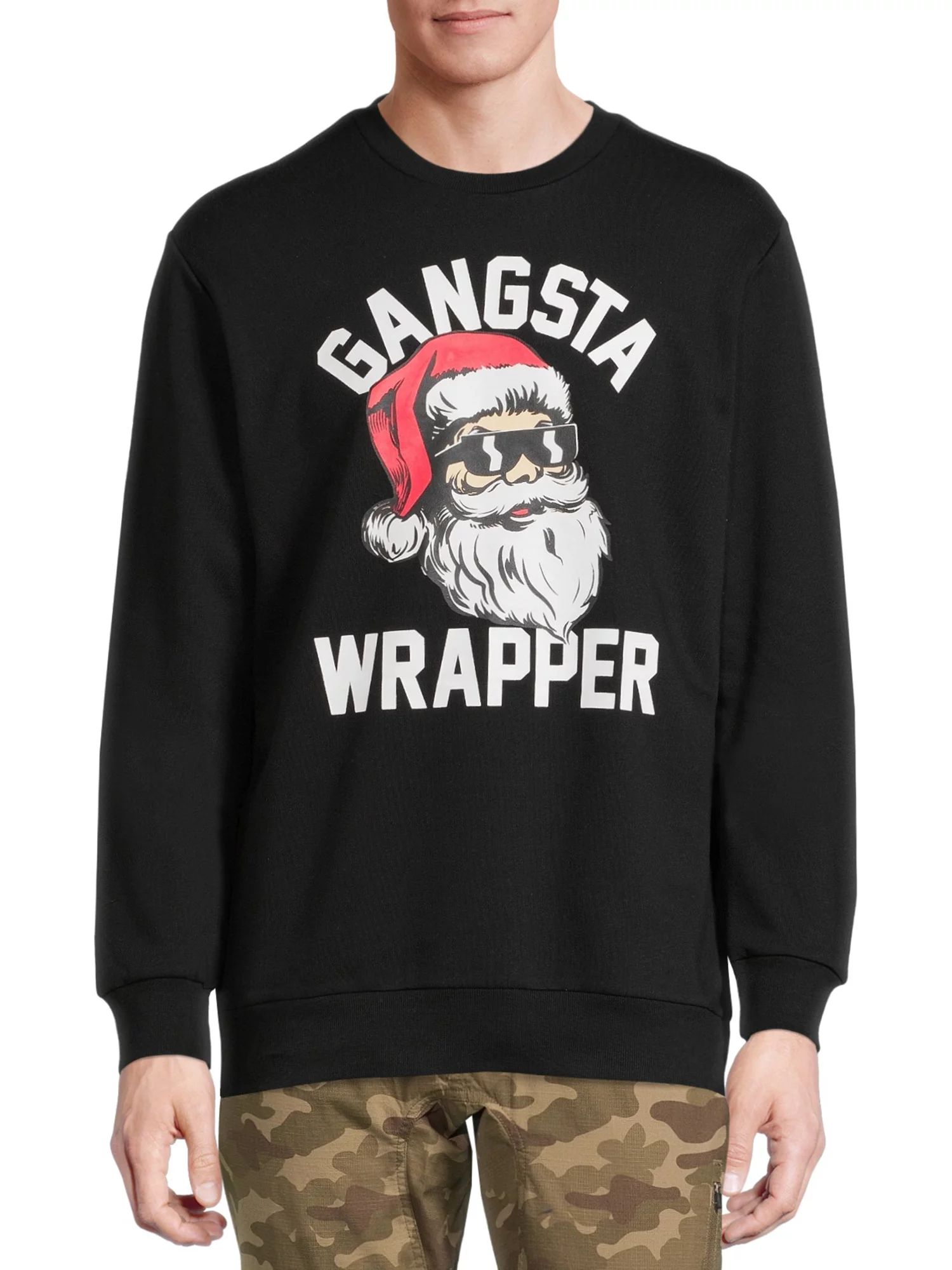 Holiday Time Men’s Gangsta Wrapper Fleece Sweatshirt | Walmart (US)