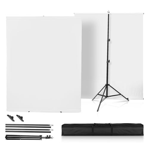 White Screen with Stand，Heorryn 2x1.5M Whitescreen Chromakey Background with Photography Support Stand Kit for Photoshoot Stream Gaming Photo Video Recording | Amazon (US)