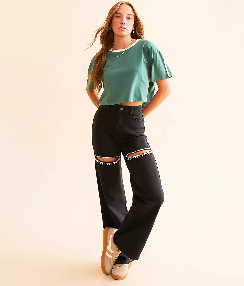 Ultra High Rise Wide Leg Rhinestone Stretch Jean | Buckle